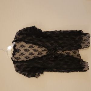 Smart & Sexy Sleepwear XXL Sheer Lacy Robe/Cover-up with Satin Tie